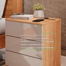 Mesa de Cabeceira Paris - Mais Móveis Cinamomo/offwhite - 5