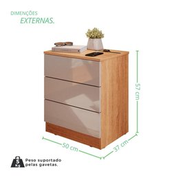 Mesa de Cabeceira Paris - Mais Móveis Cinamomo/offwhite - 3