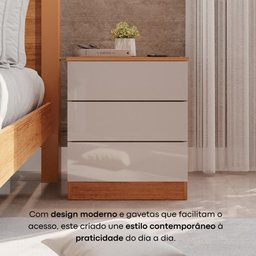 Mesa de Cabeceira Paris - Mais Móveis Cinamomo/offwhite - 4
