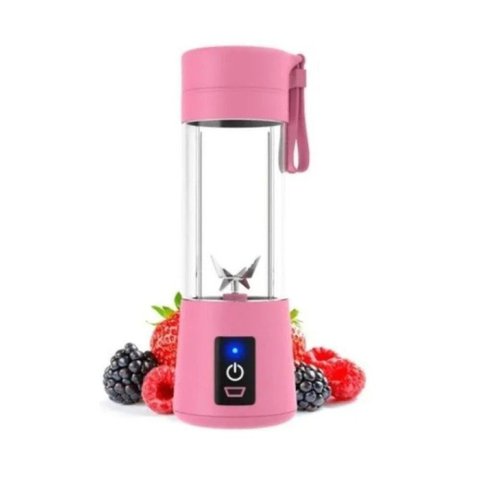 Mini Liquidificador Portátil Cabo Bateria 6 Lamina - Rosa