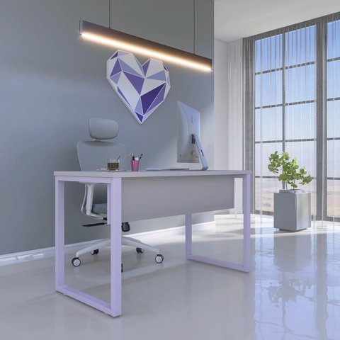 Mesa Madeira X M134/60P25TUB 134cm Industrial Cinza e Lilás