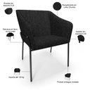 Ver imagem 4 de Kit 3 Cadeiras para Sala de Jantar Estar Living Olívia L02 Linho Chumbo - Lyam Decor