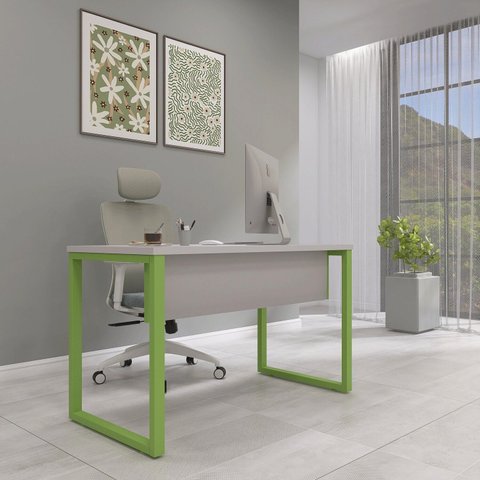 Mesa Madeira X600CM M134/60P25TUB 134cm Industrial Cinza e Verde Miró