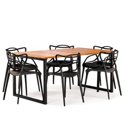 Mesa de Cozinha Austria Retangular 160x85 Estilo Industrial 6 Lugares Sala de Jantar e Restaurante - 2