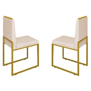 Conjunto Duas Cadeiras Sala Jantar Barcelona Dourado/veludo:bege