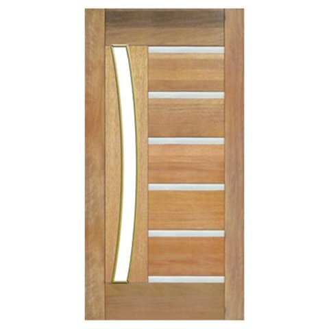 Porta de Madeira Maciça Bbb Frisos Metálicos para Vidro em Arco Casmavi de Cedro Arana-2.10AX1.22L