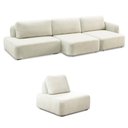 Ver imagem 1 de Conjunto Sala de Estar 1 Sofá Retrátil Modulado 312cm e 1 Poltrona Santiago Bouclê Branco G89 - Gran