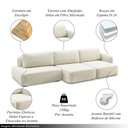 Ver imagem 4 de Conjunto Sala de Estar 1 Sofá Retrátil Modulado 312cm e 1 Poltrona Santiago Bouclê Branco G89 - Gran