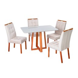 Conjunto Mesa Itália com 4 Cadeiras de Madeira Maciça e Estofada Sophia Authentic Espresso Móveis - 15
