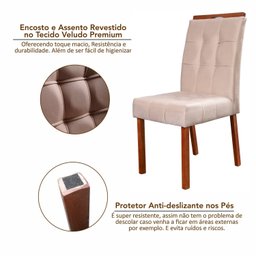 Conjunto Mesa Itália com 4 Cadeiras de Madeira Maciça e Estofada Sophia Authentic Espresso Móveis - 19