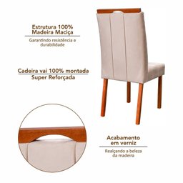 Conjunto Mesa Itália com 4 Cadeiras de Madeira Maciça e Estofada Sophia Authentic Espresso Móveis - 16