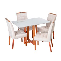 Conjunto Mesa Itália com 4 Cadeiras de Madeira Maciça e Estofada Sophia Authentic Espresso Móveis - 2