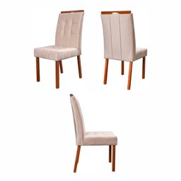 Conjunto Mesa Itália com 4 Cadeiras de Madeira Maciça e Estofada Sophia Authentic Espresso Móveis - 6