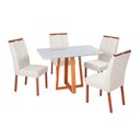 Ver imagem 2 de Conjunto Mesa Itália com 4 Cadeiras Madeira Maciça, Detalhe em Botonê e Estofada Sophia Espresso Móv