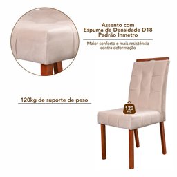 Conjunto Mesa Itália com 4 Cadeiras de Madeira Maciça e Estofada Sophia Authentic Espresso Móveis - 17
