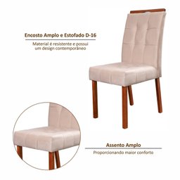 Conjunto Mesa Itália com 4 Cadeiras de Madeira Maciça e Estofada Sophia Authentic Espresso Móveis - 18