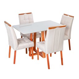 Conjunto Mesa Itália com 4 Cadeiras de Madeira Maciça e Estofada Sophia Authentic Espresso Móveis - 3