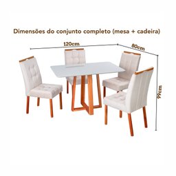 Conjunto Mesa Itália com 4 Cadeiras de Madeira Maciça e Estofada Sophia Authentic Espresso Móveis - 9