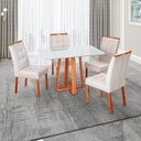 Ver imagem 1 de Conjunto Mesa Itália com 4 Cadeiras Madeira Maciça, Detalhe em Botonê e Estofada Sophia Espresso Móveis 