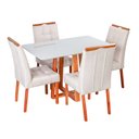 Ver imagem 3 de Conjunto Mesa Itália com 4 Cadeiras Madeira Maciça, Detalhe em Botonê e Estofada Sophia Espresso Móv