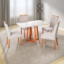 Ver imagem 1 de Conjunto Mesa Itália com 4 Cadeiras Madeira Maciça e Estofada Bella Espresso Móveis Marrom/Champagnh