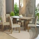 Ver imagem 1 de Conjunto Sala de Jantar Mesa Tampo de Madeira 6 Cadeiras Madesa Rustic-crema-imperial