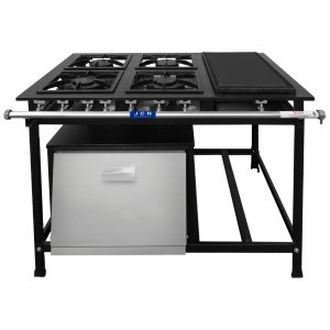 Fogão Industrial 4 Bocas 30x30cm Baixa Pressão P7 com Forno e Chapa Bifeteira Jcn