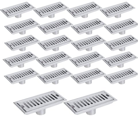 Ralo Linear 20cm Aço Inox Kit 22 Uni Banheiro Lavabo Quintal Piscina Area Externa Anti Odor Anti Ins
