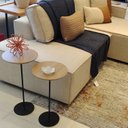 Ver imagem 2 de Kit 2 Mesas Laterais Karla - Baixa/alta, Tampos Redondos Bp Itapoã e Bases Micro Texturizado