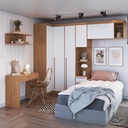 Ver imagem 1 de Guarda-Roupa Solteiro Modulado 6 Peças Infinity Marrom/Cedro/Branco Line