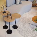 Ver imagem 7 de Kit 3 Mesas Laterais Karla Baixa/Media/Alta, Tpos Redondos BP Itapoã e Bases Micro Texturizado Bege 100% MDF
