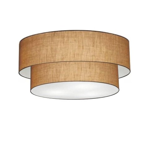 Plafon Duplo Cilíndrico Vivare Md-3065 Cúpula em Tecido 80x70cm - Bivolt Palha 127/220v