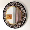 Ver imagem 2 de Espelho decorativo de parede redondo com moldura Premium Atenas Imbuia