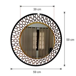 Espelho decorativo de parede redondo com moldura Premium Atenas Imbuia - 4