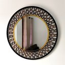 Ver imagem 5 de Espelho decorativo de parede redondo com moldura Premium Atenas Imbuia