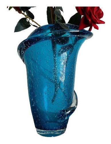 Vaso Murano Decorativo Azul Entrelaçado 25 X 19 - 3