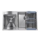 Ver imagem 1 de Cuba Dupla Cozinha Goumert Luxo Lava Alimentos Louça Escorredor Pia Torneira Bancada Area Externa Li