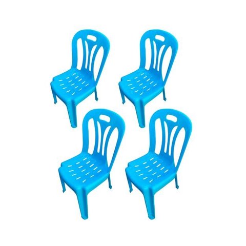 04 Cadeiras Infantil de Plástico para Estudar e Desenhar Azul