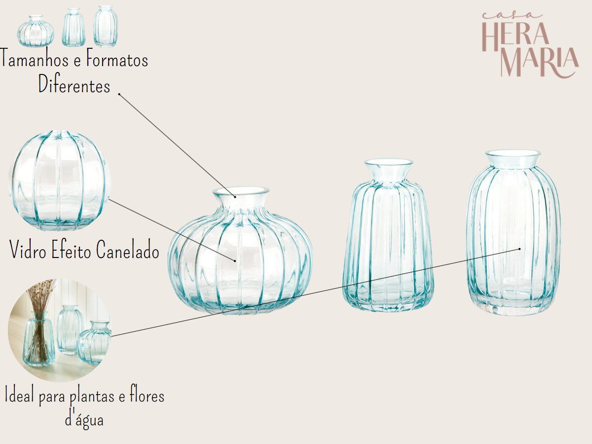 Ver imagem 3 de CONJ TRIO VASO DECORATIVO DE VIDRO CRISTAL REDONDO ENFEITE