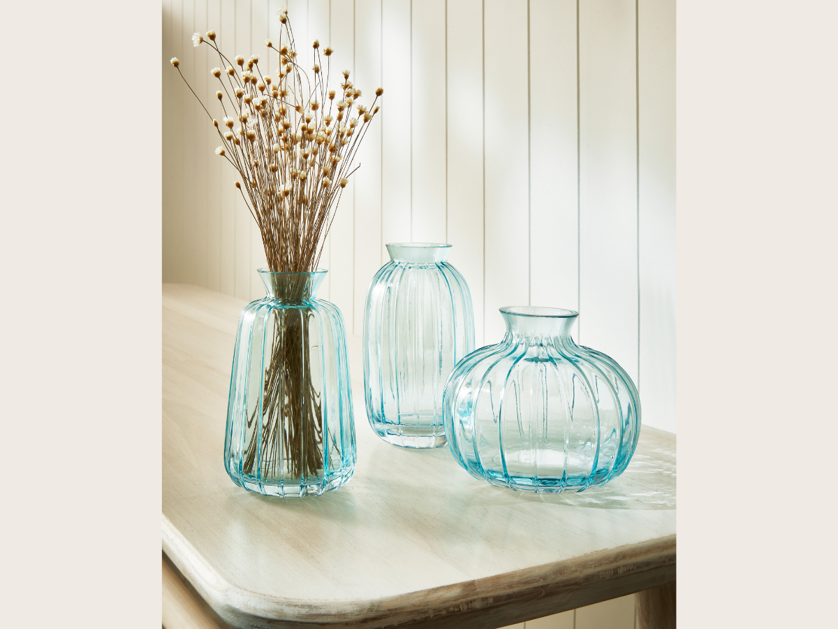 Ver imagem 4 de CONJ TRIO VASO DECORATIVO DE VIDRO CRISTAL REDONDO ENFEITE