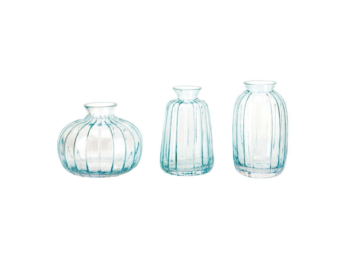 CONJ TRIO VASO DECORATIVO DE VIDRO CRISTAL REDONDO ENFEITE