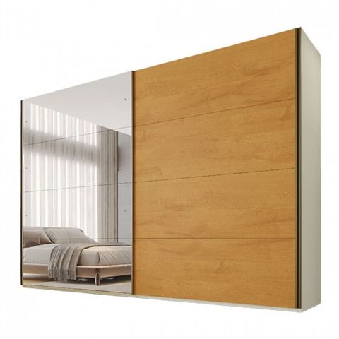 Guarda Roupa Samara 2 Portas Flutuantes 100 MDF com 01 Espelho - Móveis Europa