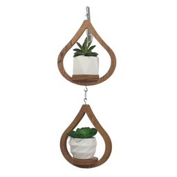 Suporte de Plantas Pingo D'agua Duplo Pequeno Madeirado - 3