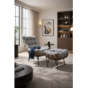 Ver imagem 1 de Poltrona Costela Luxo Linho Cinza Ideal para Sala, Quarto e Home Office