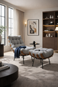 Ver imagem 1 de Poltrona Costela Luxo Linho Cinza Ideal para Sala, Quarto e Home Office