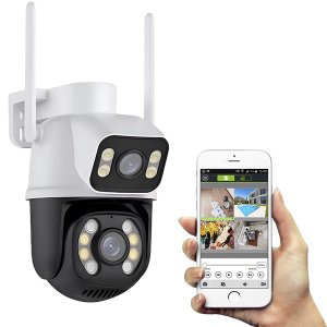 Câmera de Segurança Wi-fi Ip Resistente À Água 2 em 1