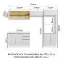 Ver imagem 4 de Armário de Cozinha Completa 100% MDF 270cm Frentes Branco Brilho Acordes Madesa 08