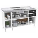 Ver imagem 4 de Balcão de Cozinha de Aço Gabinete para Pia 3 Portas 2 Gavetas 150cm Multimóveis Cr20355