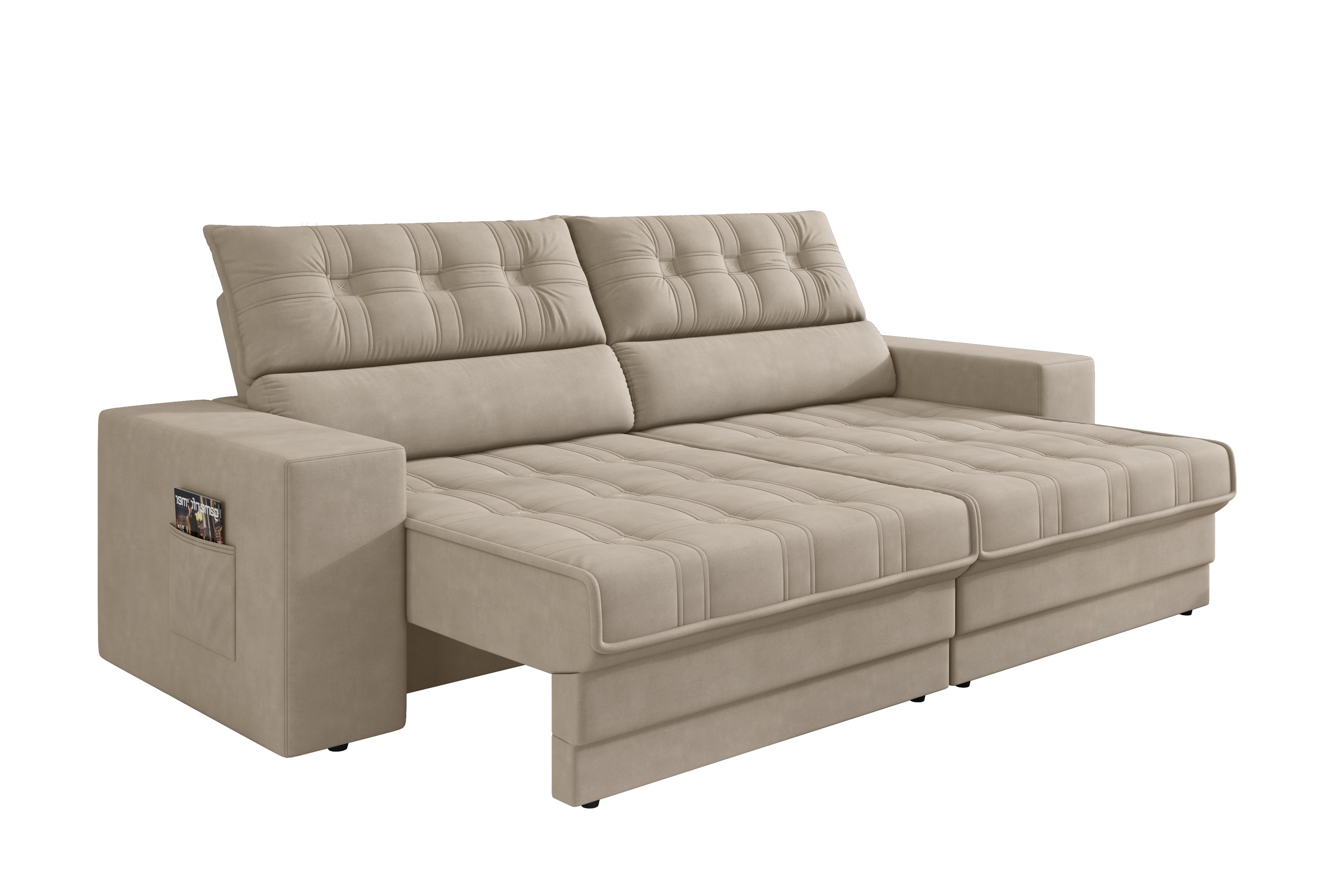 Sofá Oscar Plus 2,30m Retrátil/reclinável Suede Capuccino - Xflex - 3