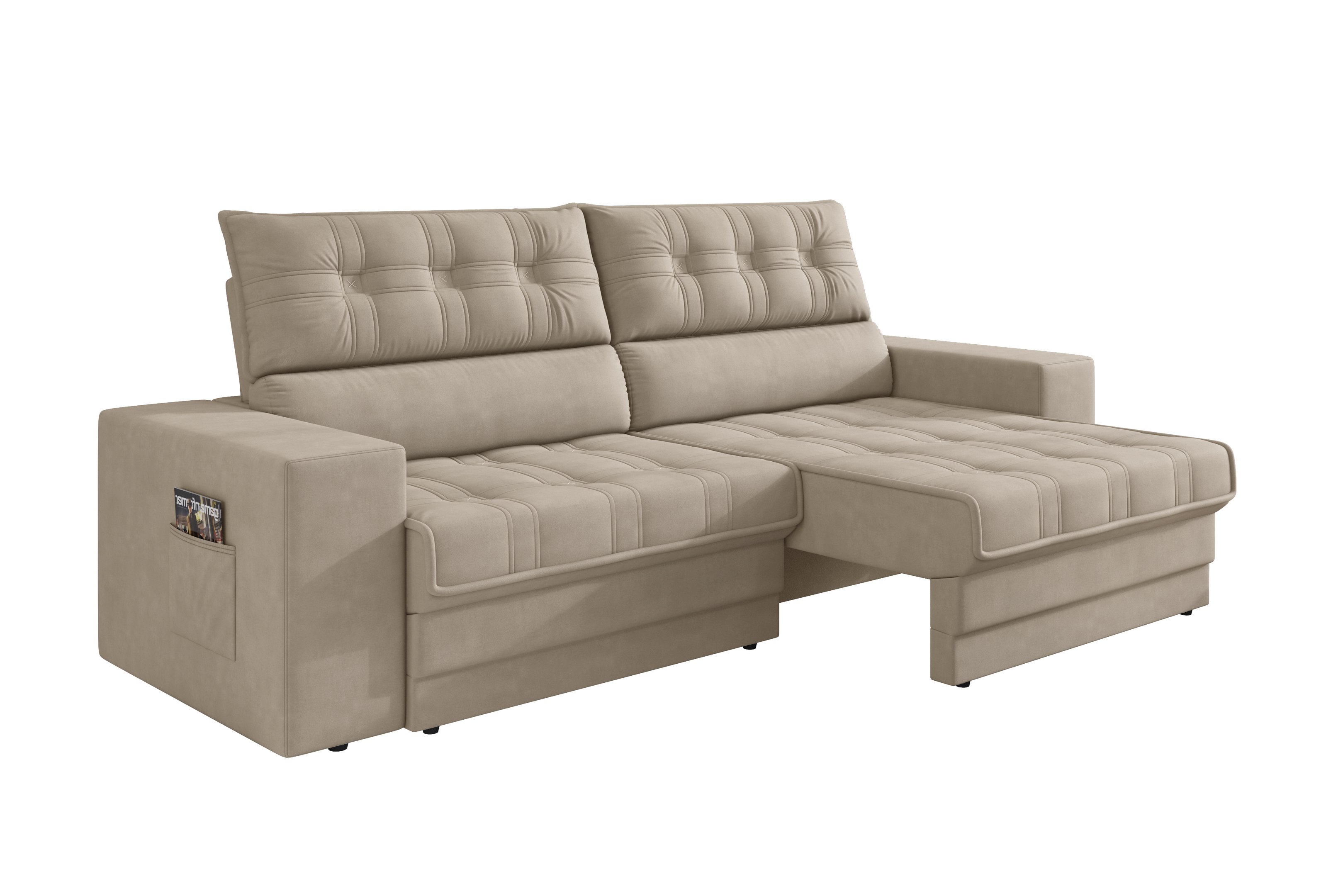 Sofá Oscar Plus 2,30m Retrátil/reclinável Suede Capuccino - Xflex - 6